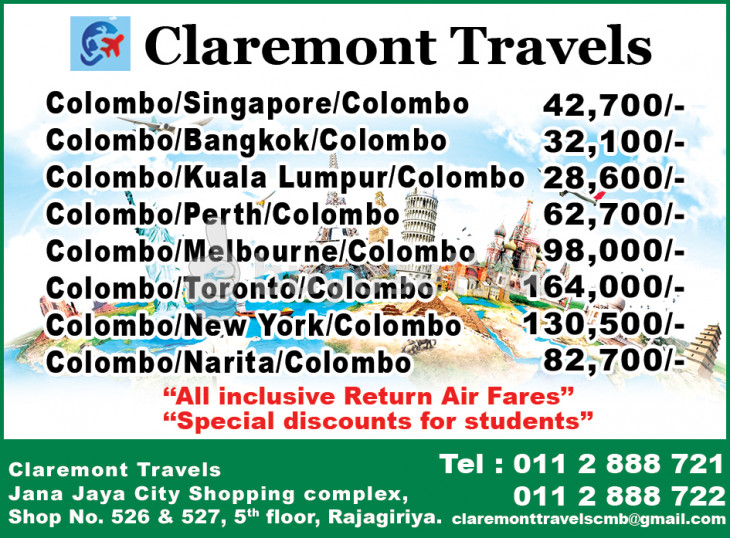 Cheapest air fares to any destination for sale in Colombo