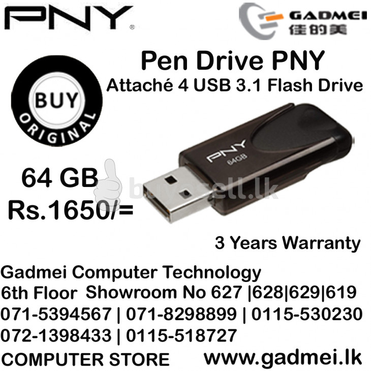 Pen Drive PNY Attaché 4 USB 3.1 Flash Drive 64GB (3y) for sale in Colombo