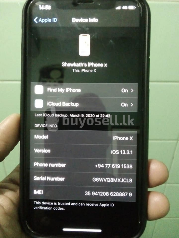 Iphone x 256GB for sale in Colombo