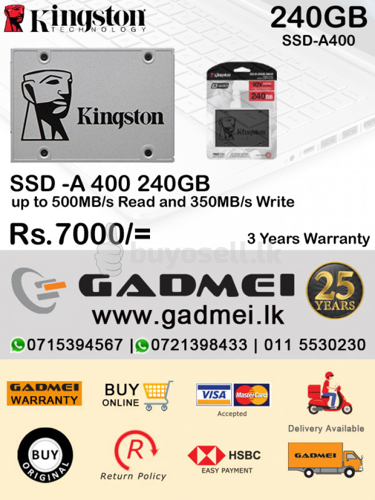 SSD KINGSTON A 400 480GB (3Y) for sale in Colombo