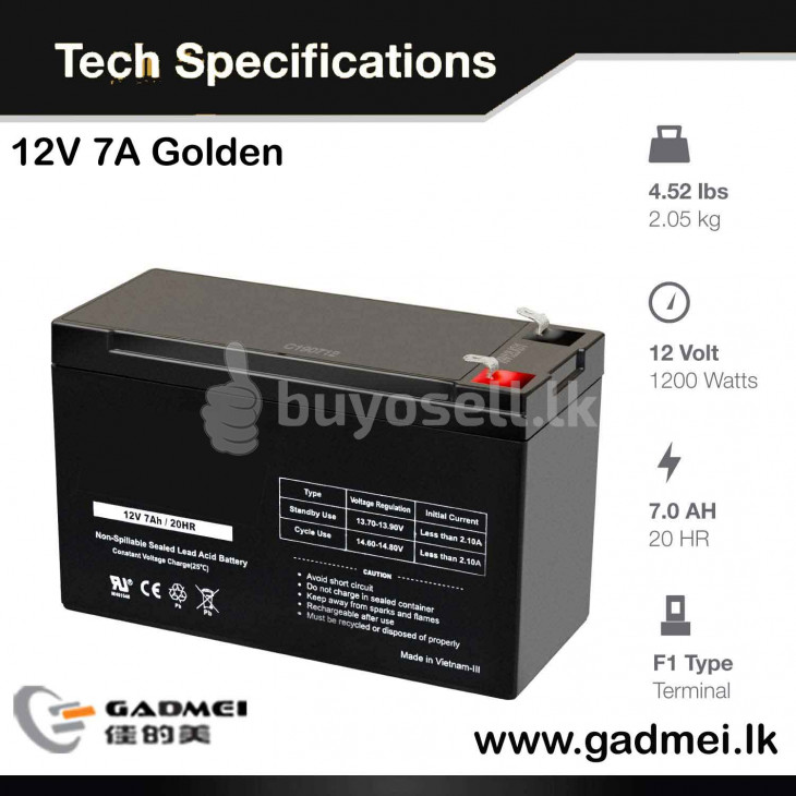 BATTERY-UPS-12V 7A Golden 6M for sale in Colombo