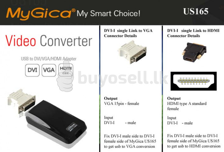 MYGICA CONVERTER US165-USB TO DVI VGA HDMI for sale in Colombo