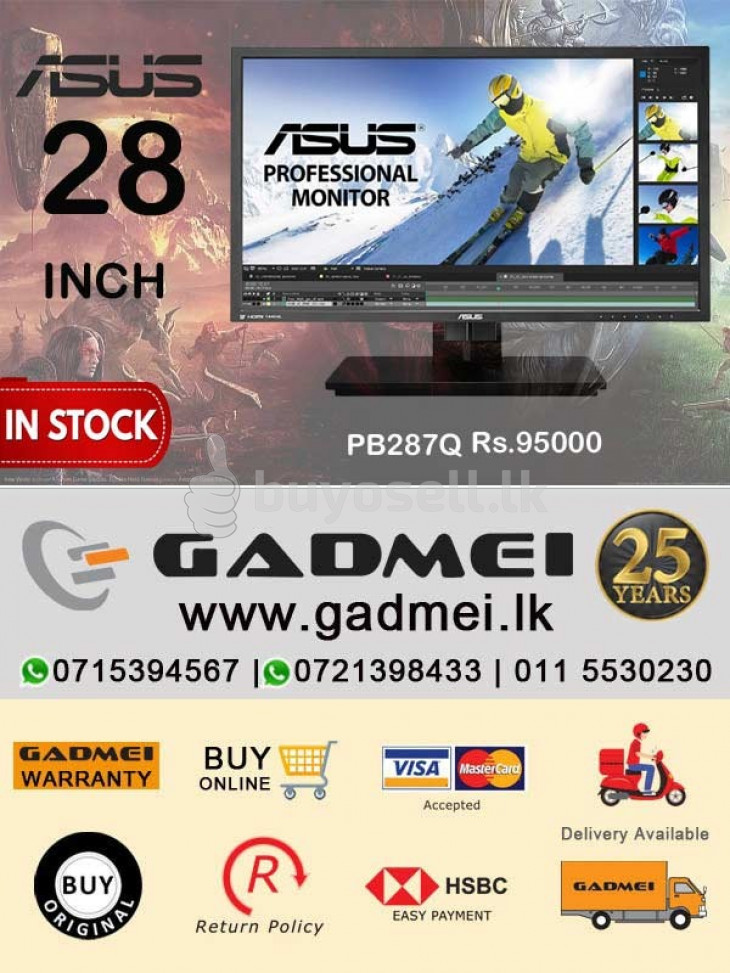 Monitor Asus 28" PB287Q LED|4K HD(3Y) for sale in Colombo