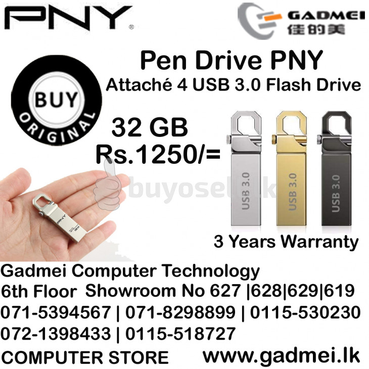 Pen Drive PNY 32GB Micro Hook Attache USB 3.1 Flash Drive 32GB (3y) for sale in Colombo