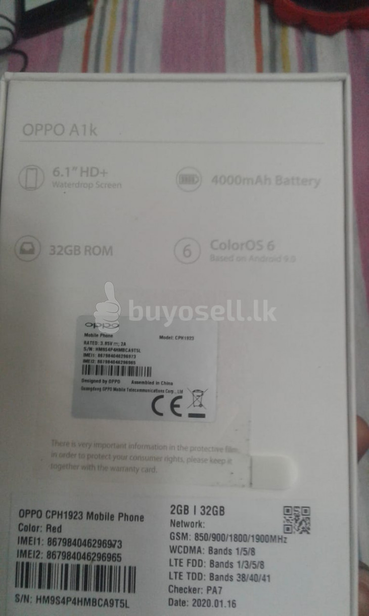 Oppo A1k (Used) for sale in Kurunegala