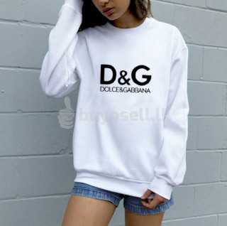 Letter logo fashion brand white round neck sweater for sale in Colombo